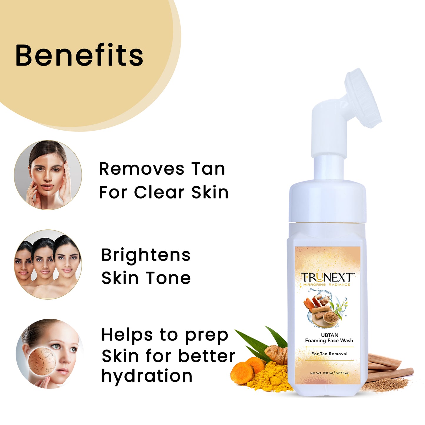 Ubtan Foaming Face Wash (150 ml) For Brightens Skin