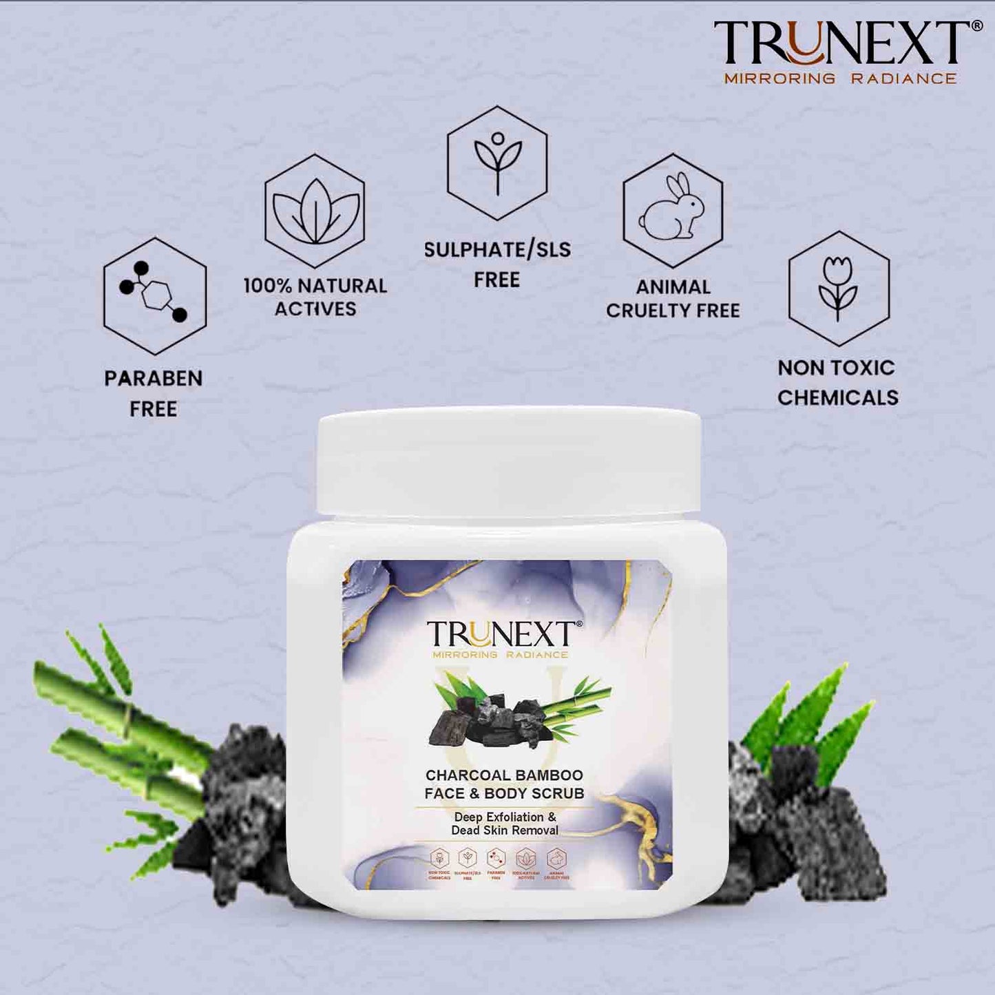 Charcoal Bamboo Face & Body Scrub (200 ml)