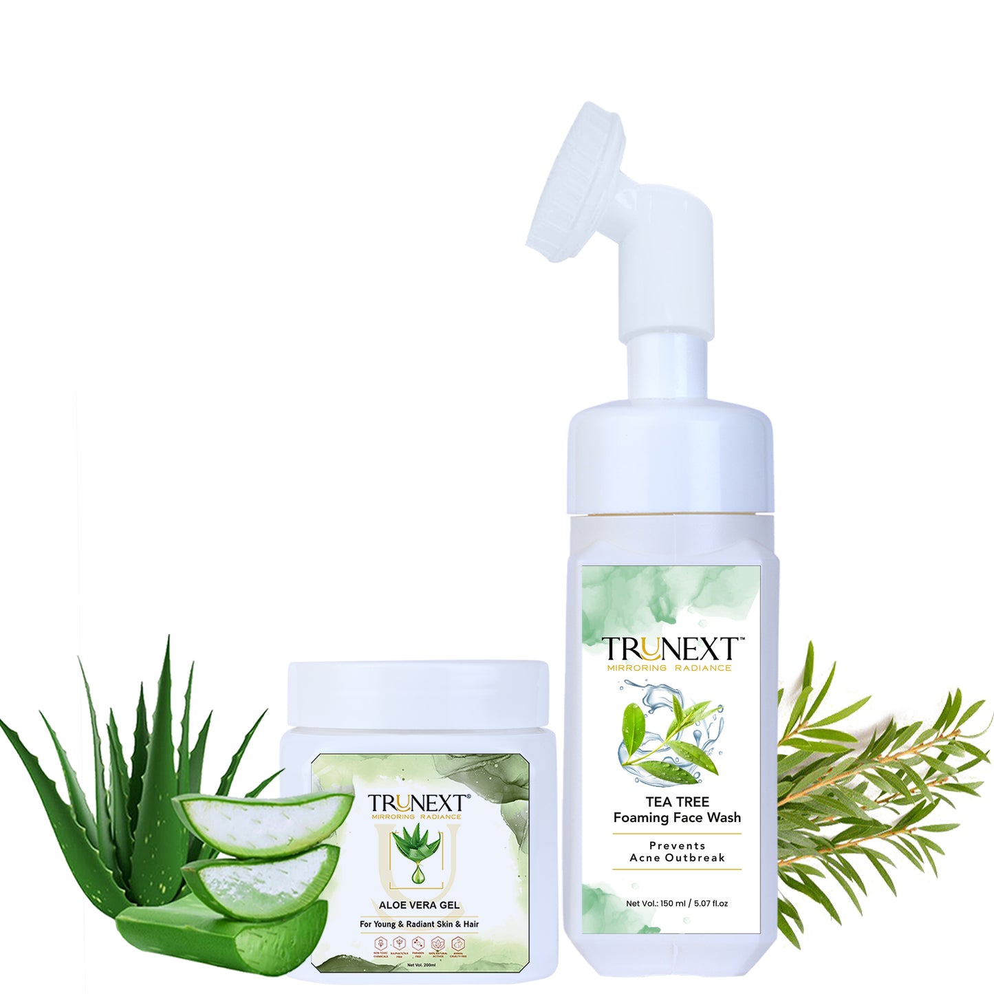 Acne Control Duo: Tea Tree Foaming Face Wash and Aloe Vera Gel