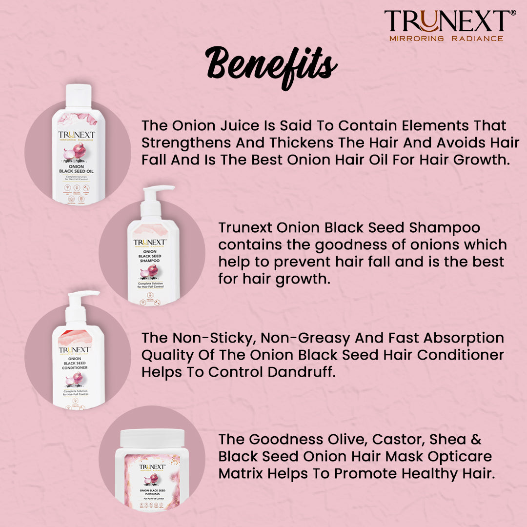 Anti Hairfall Kit: Onion Black Seed Oil, Shampoo, Conditioner and Hair Mask
