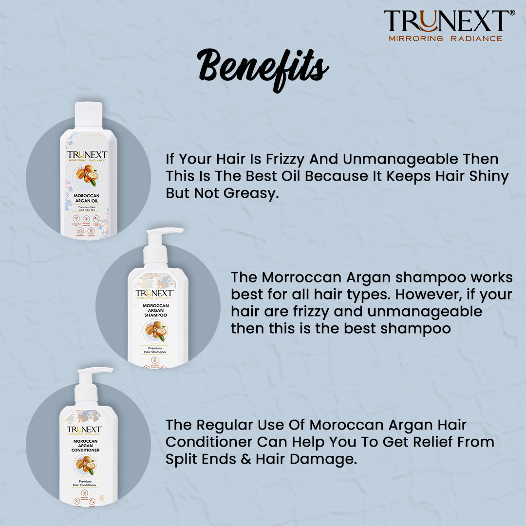 Frizz Free Hair Trio: Moroccan Argan Oil, Shampoo and Conditioner