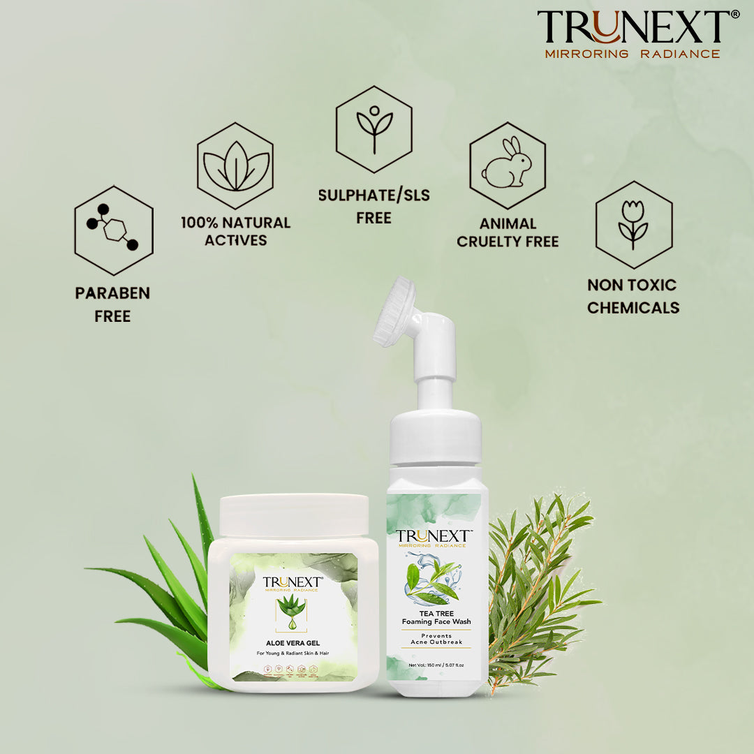 Acne Control Duo: Tea Tree Foaming Face Wash and Aloe Vera Gel