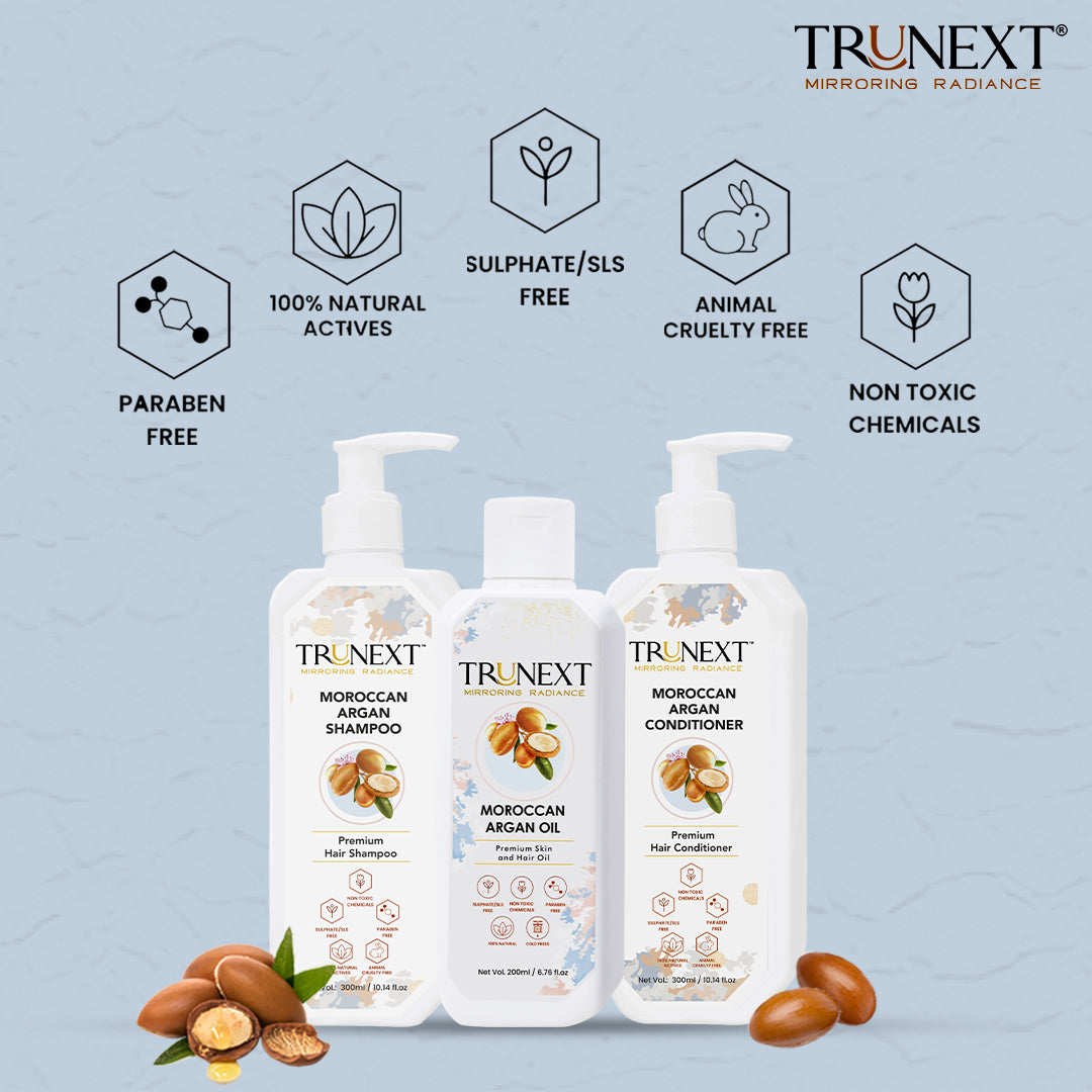 Frizz Free Hair Trio: Moroccan Argan Oil, Shampoo and Conditioner