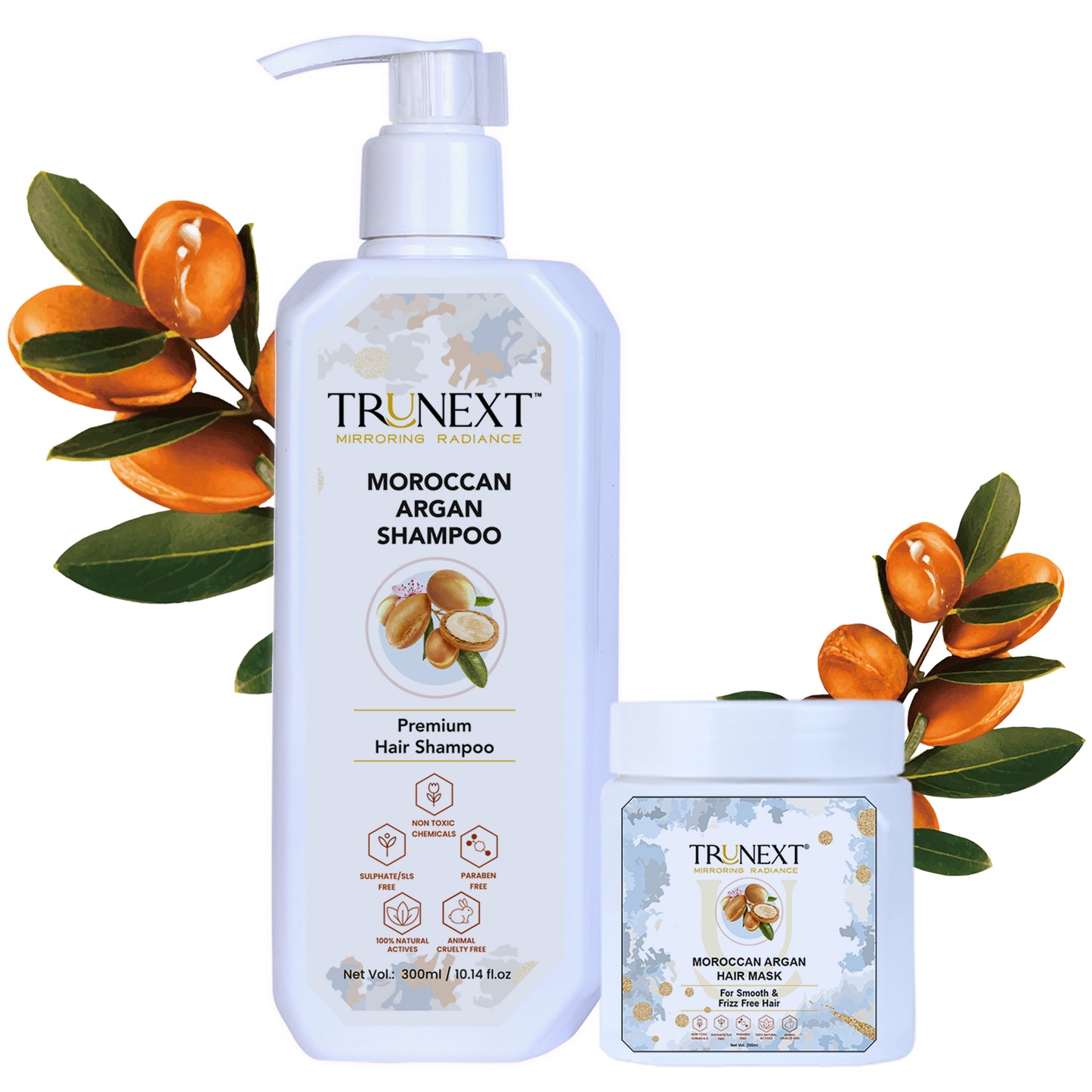 Damage & Frizz Free Hair Combo: Moroccan Argan Hair Mask & Shampoo