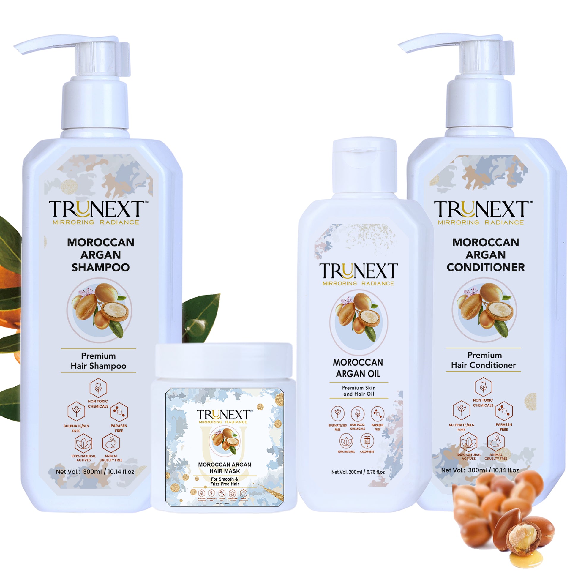 Frizz Free Hair Kit : Moroccan Argan Oil, Shampoo, Conditioner and Hair Mask