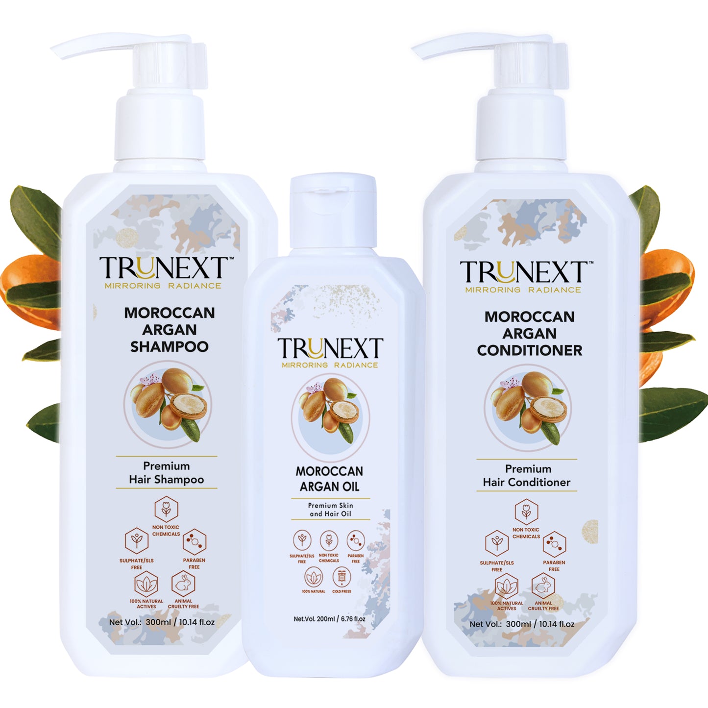 Frizz Free Hair Trio: Moroccan Argan Oil, Shampoo and Conditioner