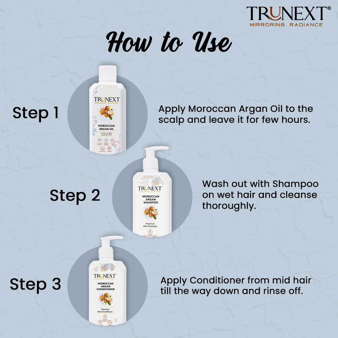 Frizz Free Hair Trio: Moroccan Argan Oil, Shampoo and Conditioner