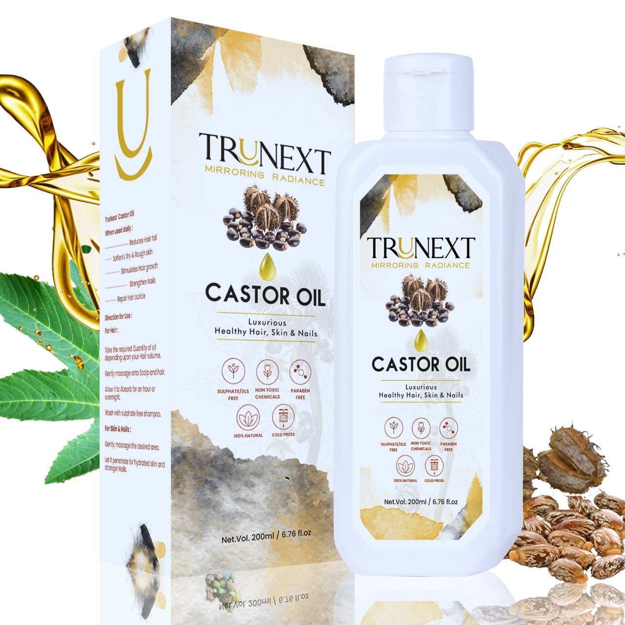 Cold Pressed Pure Castor Hair Oil (200 ml) for Hairfall Control