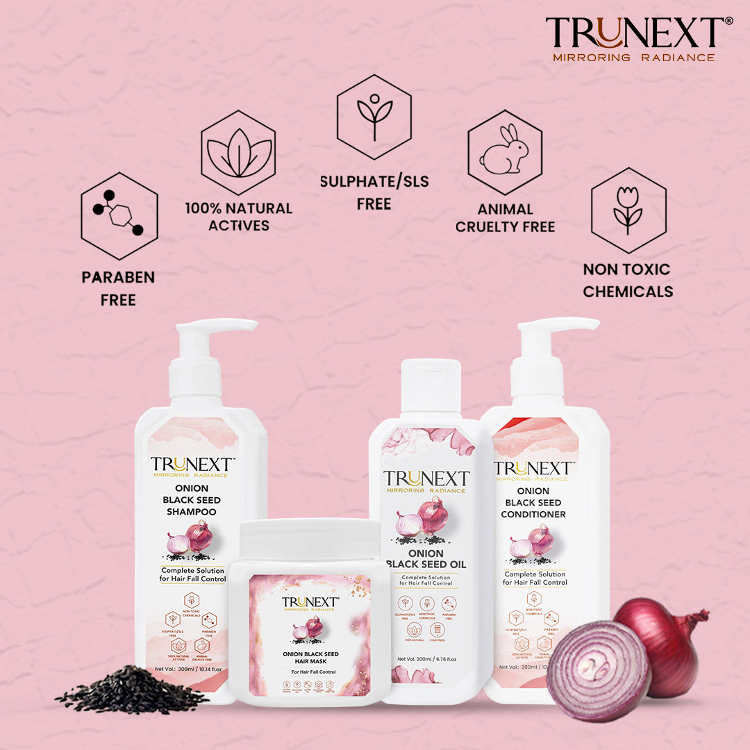 Anti Hairfall Kit: Onion Black Seed Oil, Shampoo, Conditioner and Hair Mask