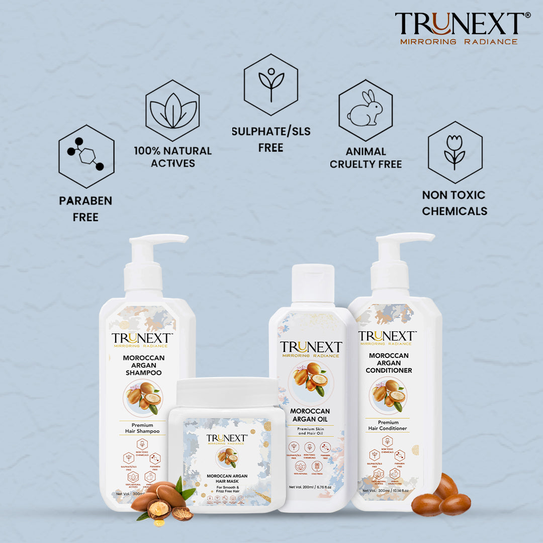 Frizz Free Hair Kit : Moroccan Argan Oil, Shampoo, Conditioner and Hair Mask