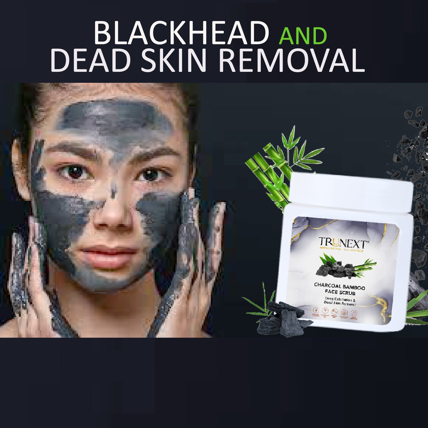 Charcoal Bamboo Face & Body Scrub (200 ml) For Glowing Skin